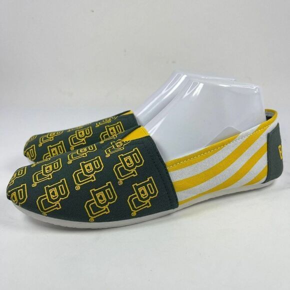 Baylor Bears Women's Canvas Loafers US 7.5 Yellow Green Slip-On Shoes - Picture 1 of 11